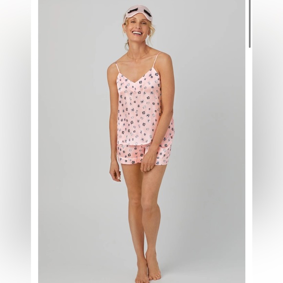 BedHead Cami Washable Silk Satin Short PJ Set - Shine Bright sz. XL - Picture 2 of 4